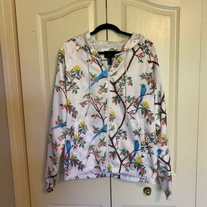 Mens zipper hoodie with bird detail